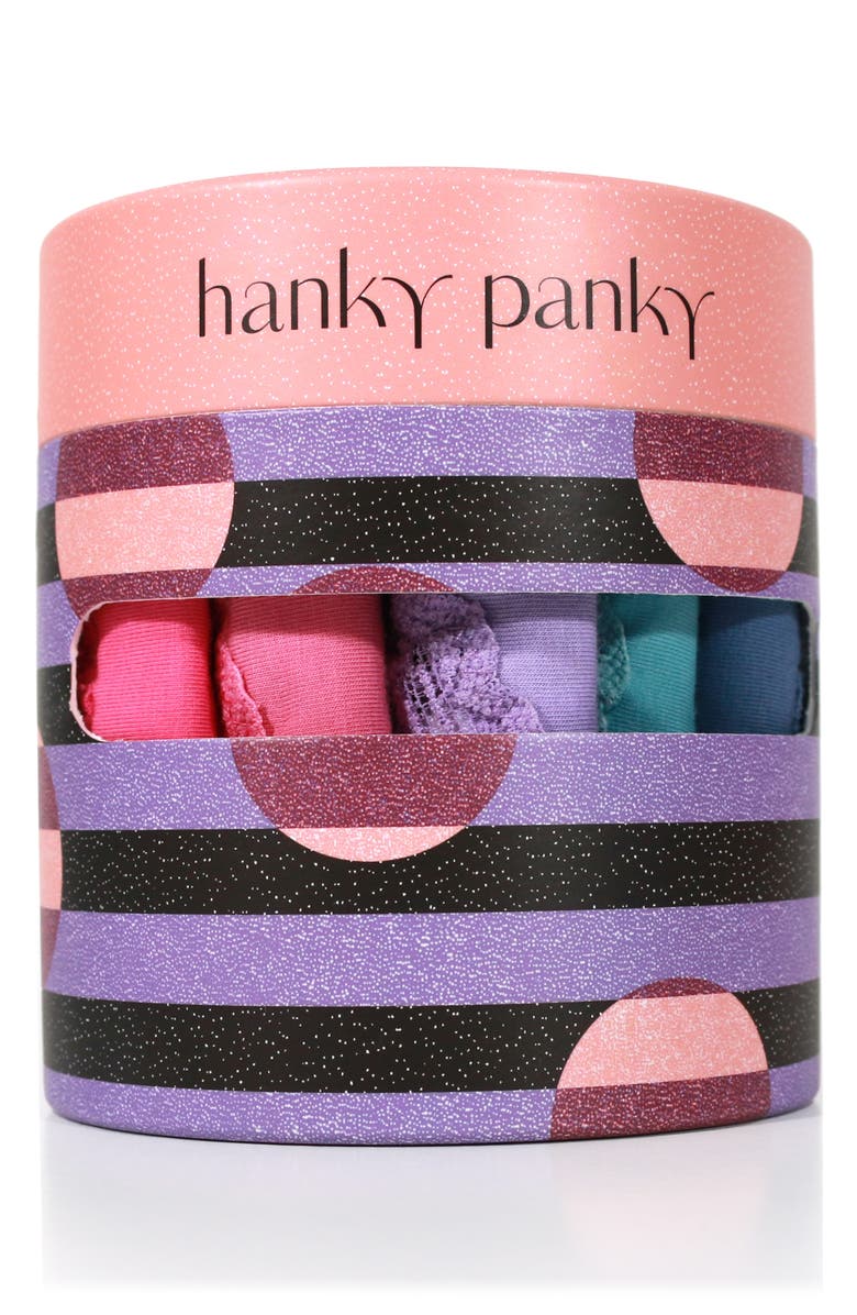 Hanky Panky Holiday Assorted 5-Pack Original Rise Cotton Thongs, Main, color, 