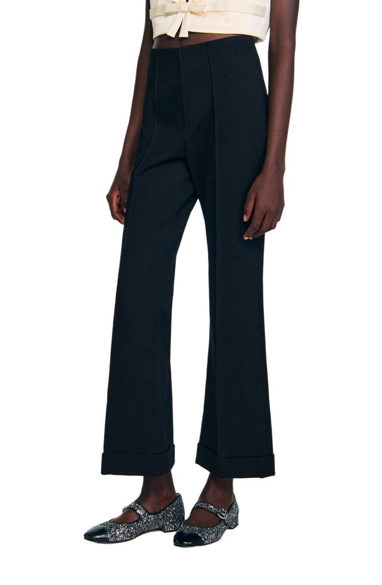 SANDRO Straight-leg trousers, Main, color, Black