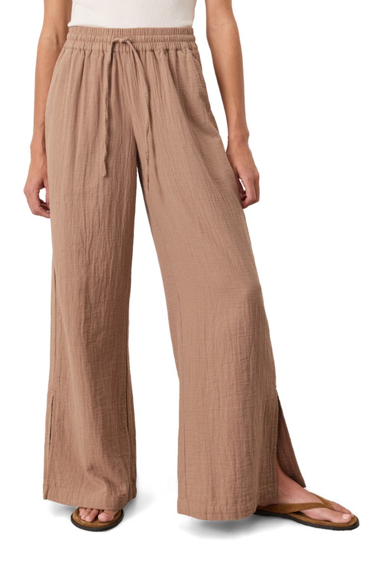 Organic Cotton Coastal Double Gauze Pants, Alternate, color, Driftwood Brown