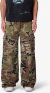 mnml Distressed Wide Leg Camo Cargo Pants