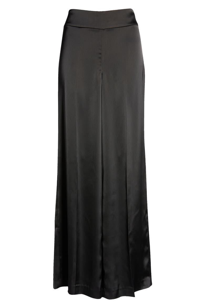 High Waist Wide Leg Satin Pants, Alternate, color, ANNE BLACK