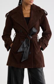 7 For All Mankind Drop Waist Faux Suede Trench Jacket