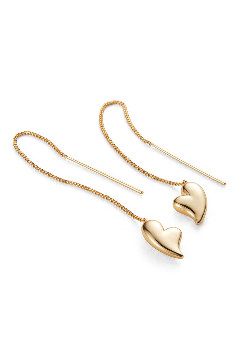 Puffy Heart Threader Earrings, Main, color, HIGH POLISH GOLD