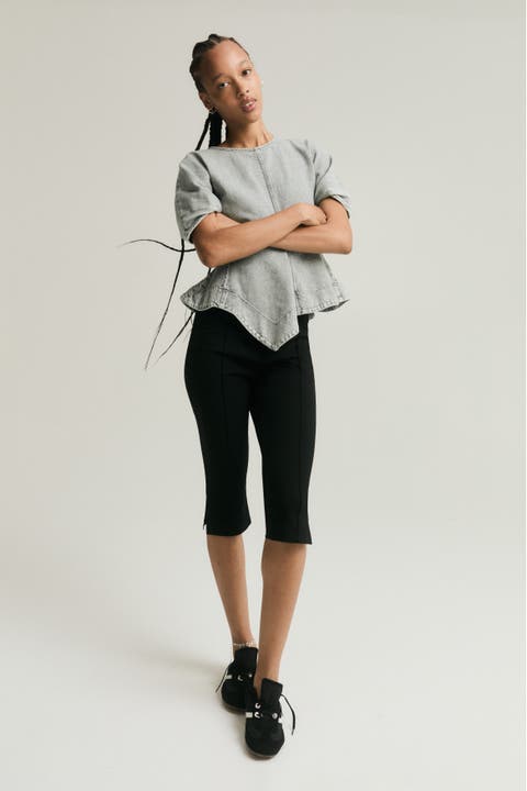 Denim Peplum Blouse