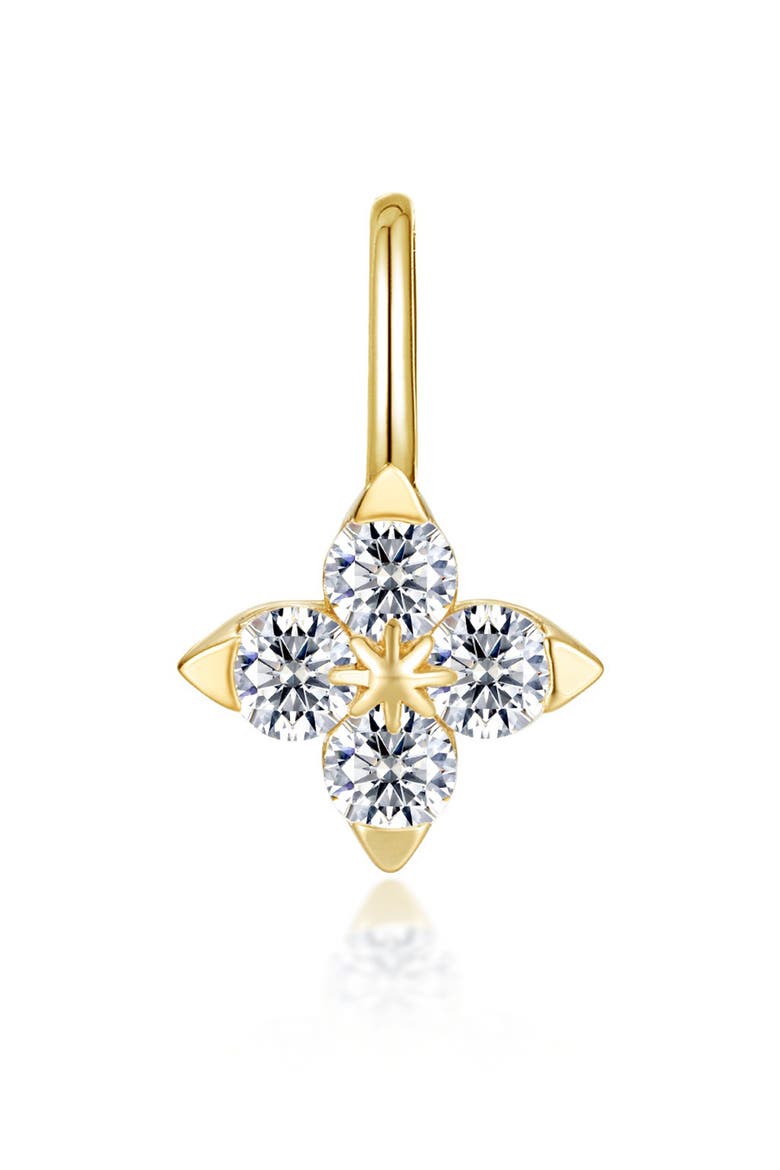Trillium Simulated Diamond Flower Charm Pendant, Main, color, GOLD