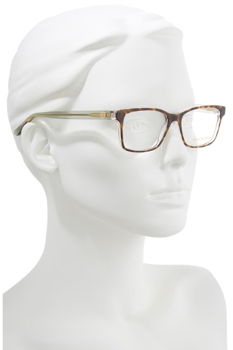 52mm Rectangle Optical Glasses, Alternate, color, BROWN/ CRYSTAL GREEN