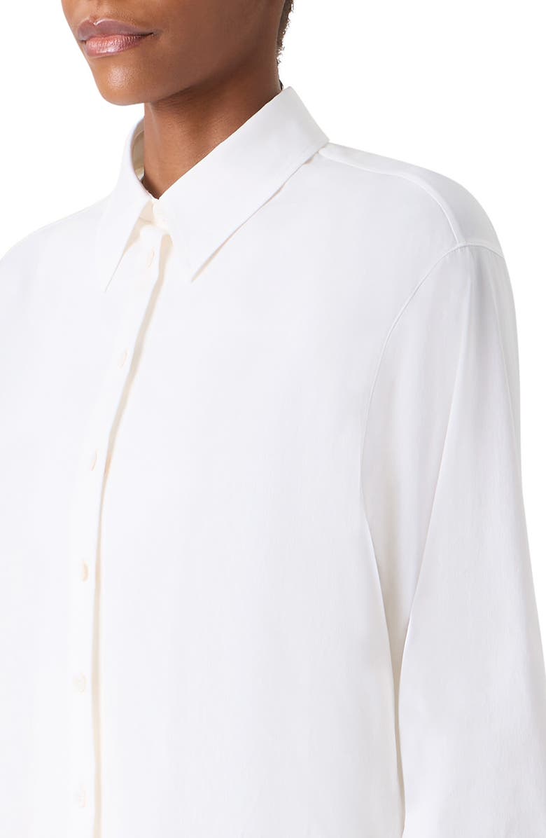 Akris Polygon Cotton Popling Button-Up Shirt, Alternate, color, Ecru Vermillion