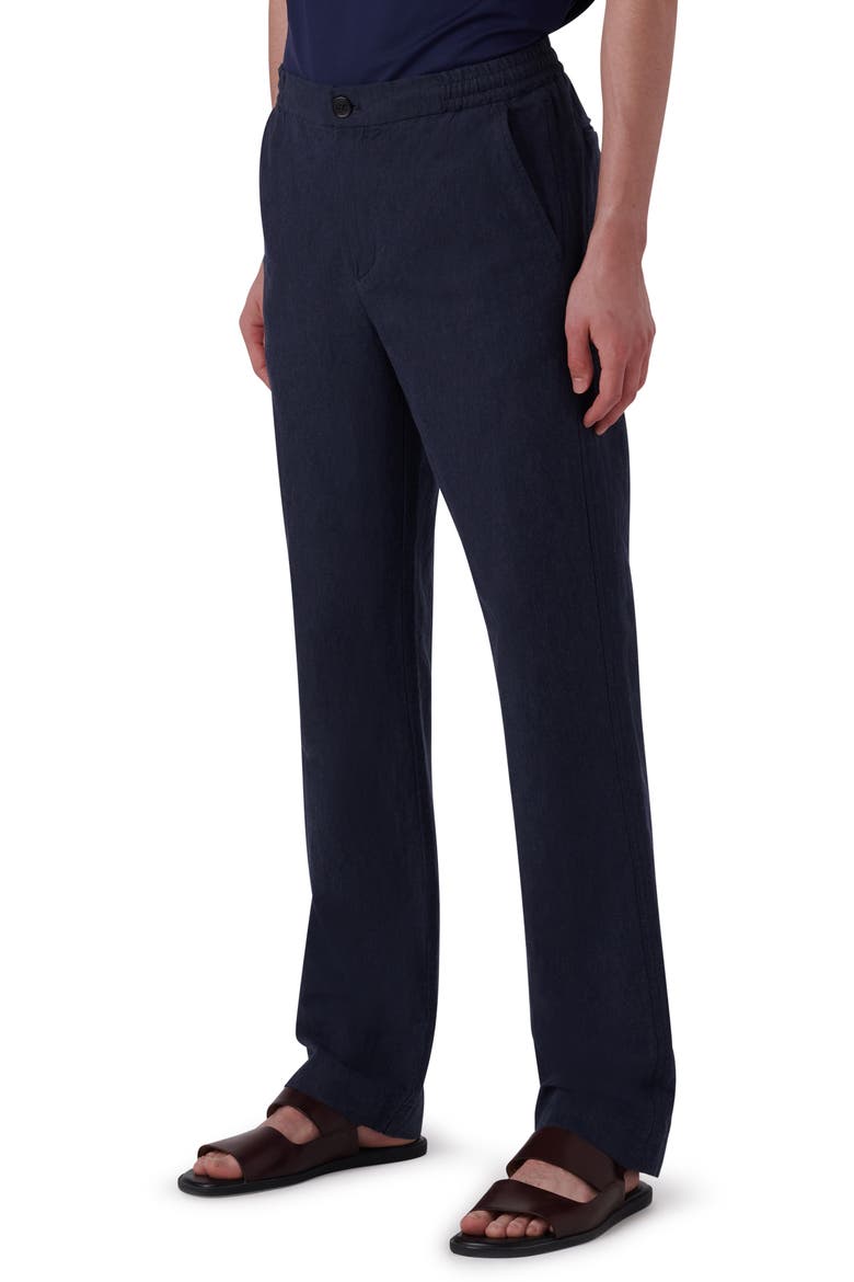 Button Front Linen Pants, Main, color, NAVY