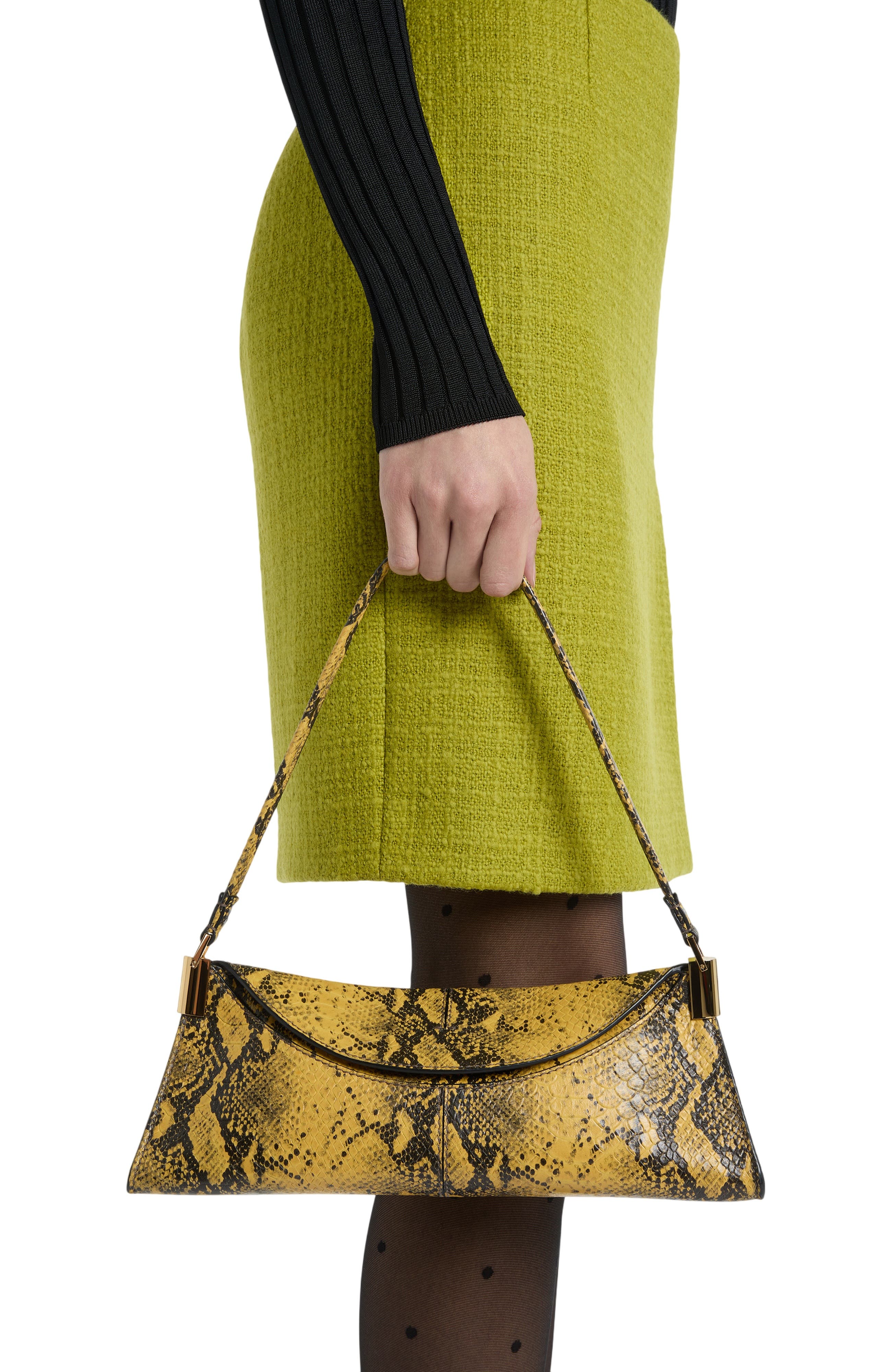 64-83 Small Bag in Python-Effect Leather, Alternate, color, yellow