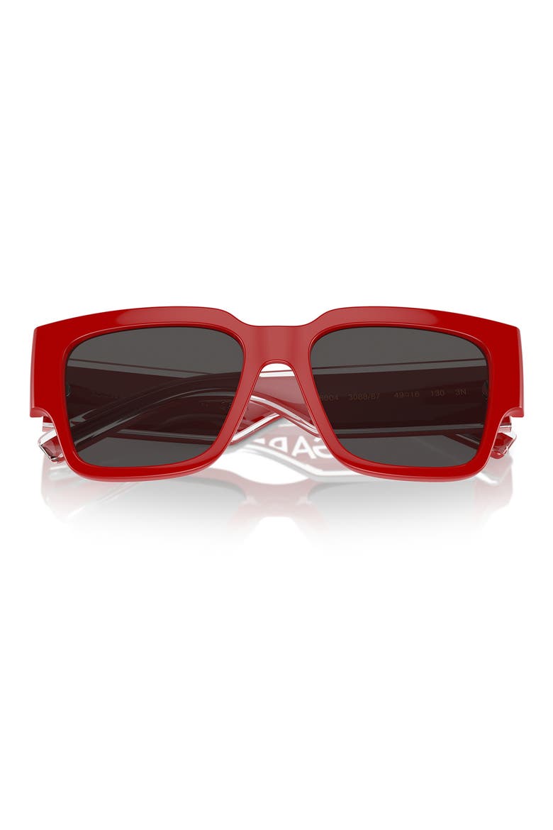 Kids' 49mm Square Sunglasses, Alternate, color, RED / DARK GREY