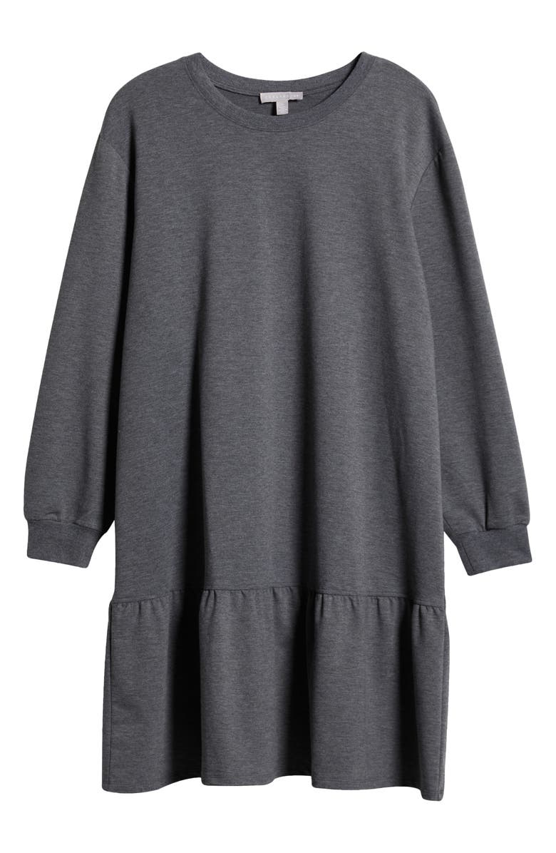 Caslon<sup>®</sup> So Soft Ruffle Hem Long Sleeve Sweatshirt Dress, Alternate, color,