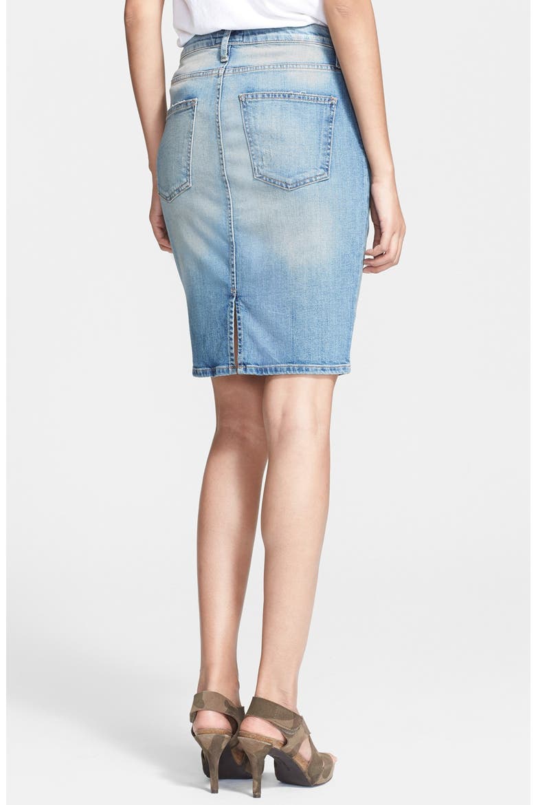 'The Stiletto' Denim Pencil Skirt, Alternate, color, SUPER LUXE