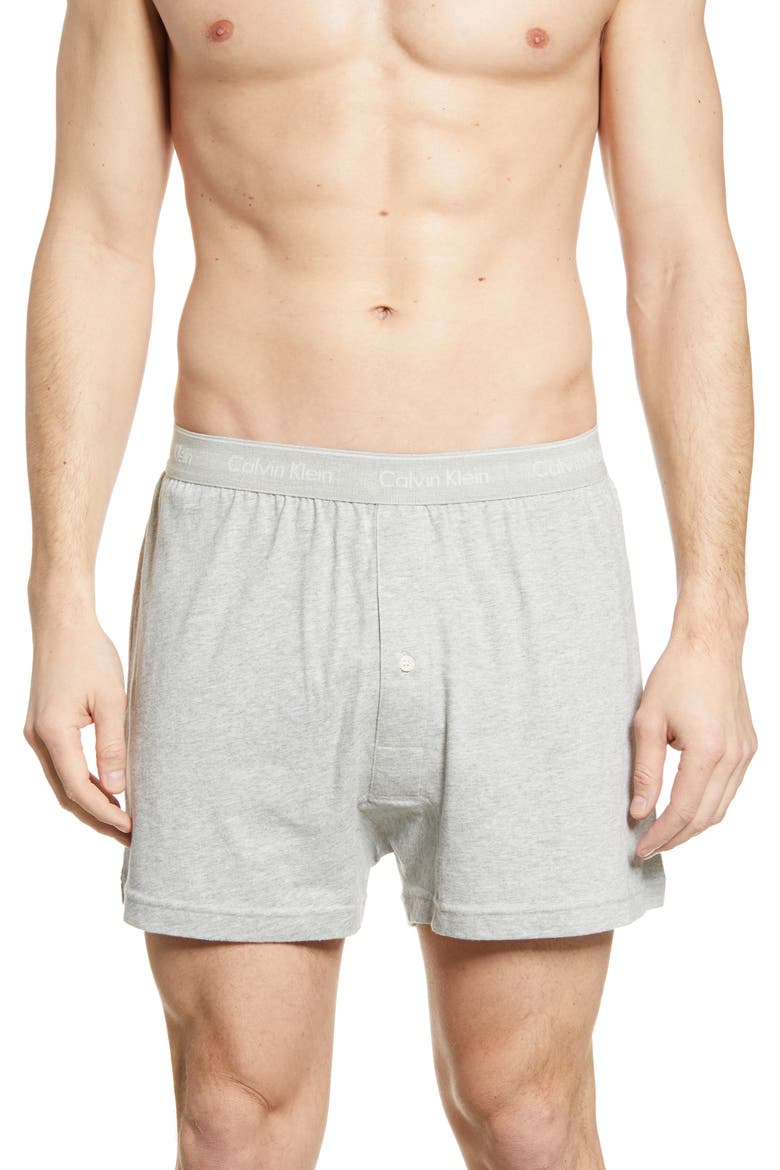 3-Pack Knit Cotton Boxers, Alternate, color, HEATHER GREY/ WHITE/ BLACK