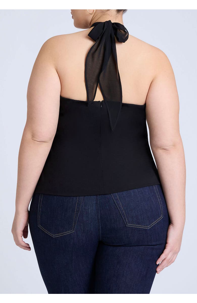 ELOQUII Chiffon Wrap Halter Top, Alternate, color, Black Onyx