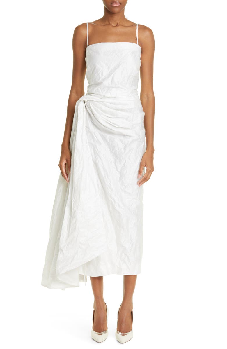 Jason Wu Collection Metallic Ruched Crinkled Cotton Blend Cocktail Dress, Main, color, 