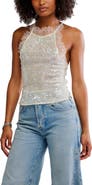 Free People Take Me Away Sequin & Lace Tank