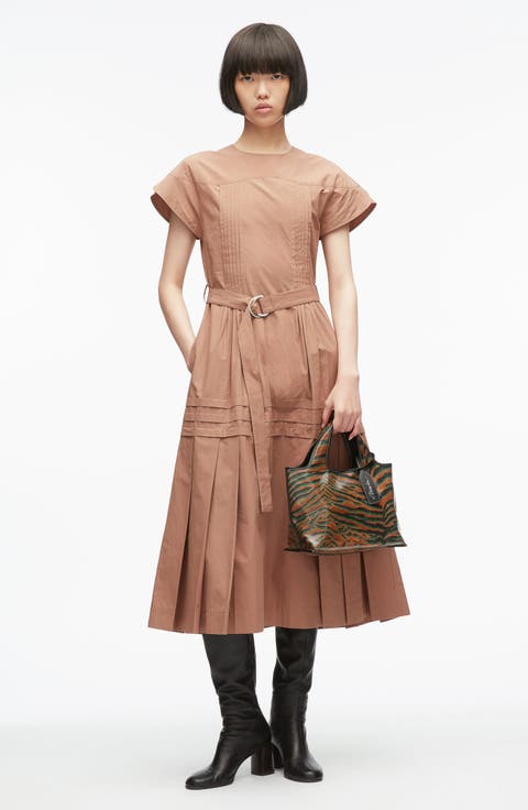 Pleated Poplin Tulip Dress