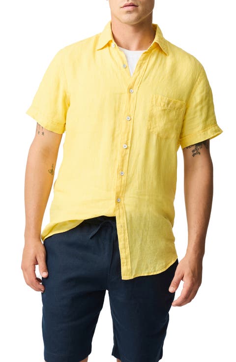 Palm Beach Sports Fit Short Sleeve Linen Button-Up Shirt