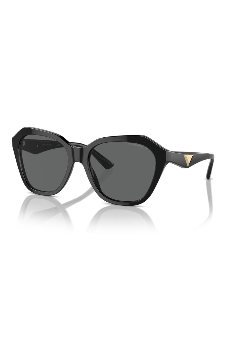 56mm Irregular Sunglasses, Alternate, color, SHINY BLACK / DARK GREY