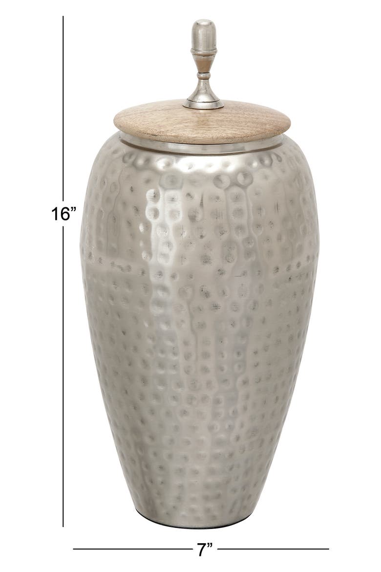Silvertone Metal Contemporary Decorative Jar, Alternate, color, SILVER