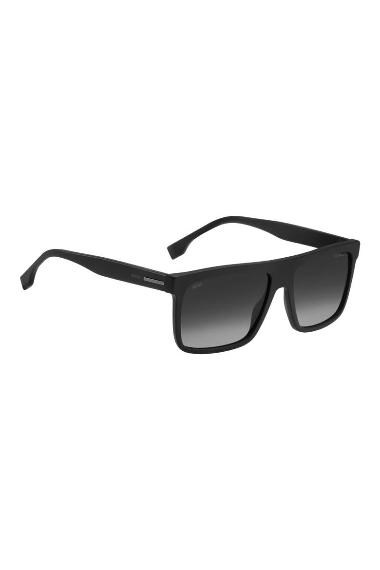 59mm Polarized Rectangular Sunglasses, Alternate, color, MATTE BLACK