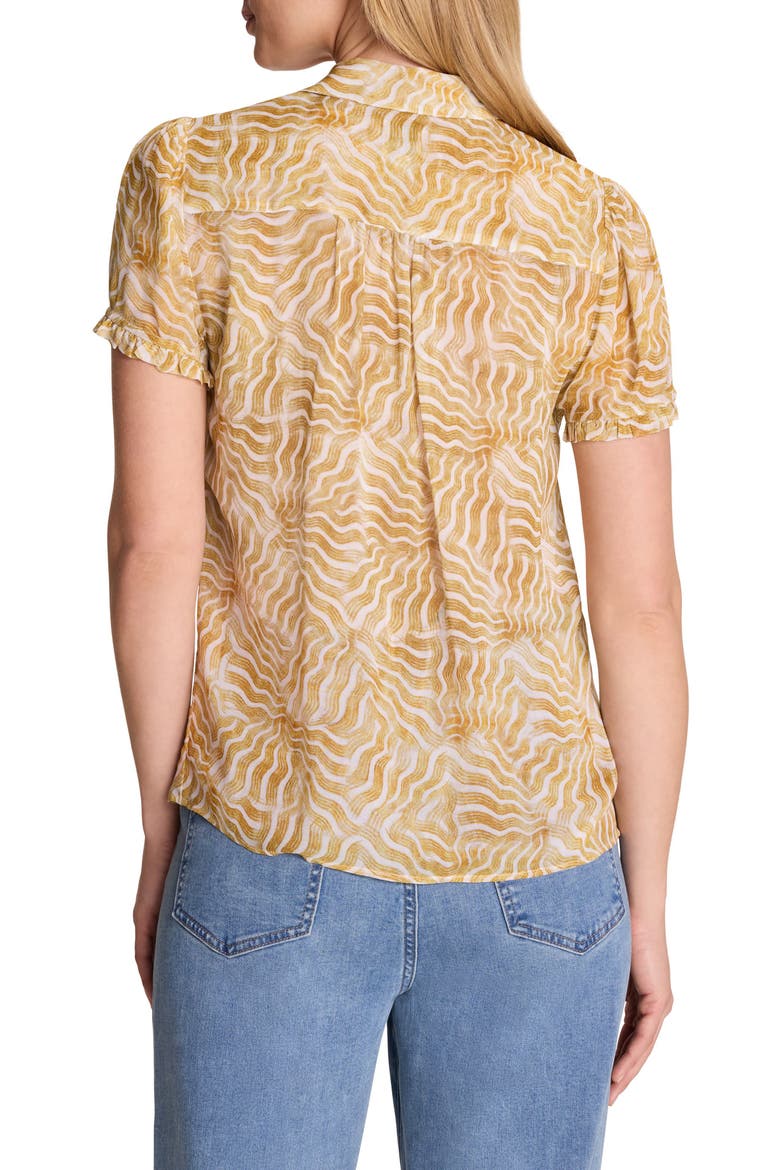Sunrays Ruffle Placket Georgette Button-Up Shirt, Alternate, color, YELLOW MULTI