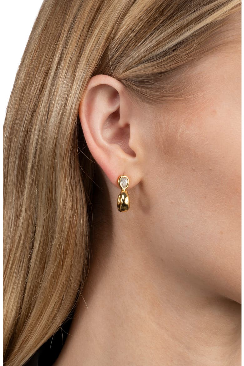 Asterales Pear Cubic Zirconia Small Hoop Earrings, Alternate, color, STONES