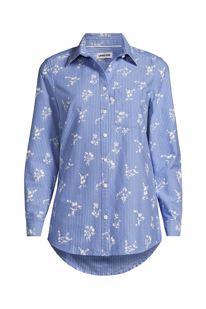 Oxford Shirt, Alternate, color, Ivory Floral/Cobalt Stripe
