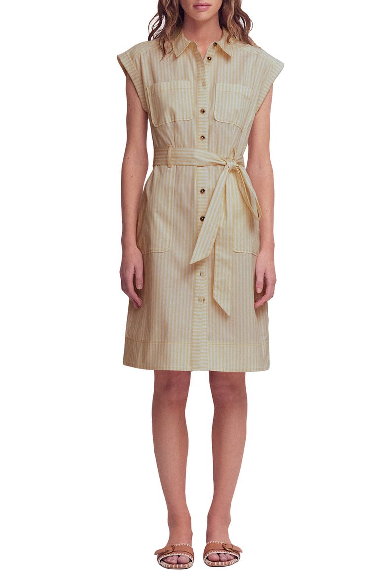 Short Belted Shirt Dress, Main, color, STRIPE