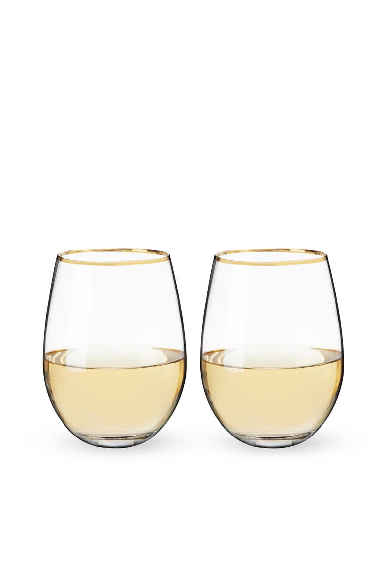 Gilded Stemless Wine Glasses Set of 2, Main, color, Gold