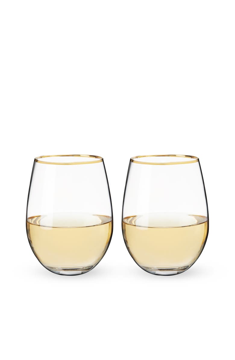 TWINE Gilded Stemless Wine Glasses Set of 2, Main, color, Gold