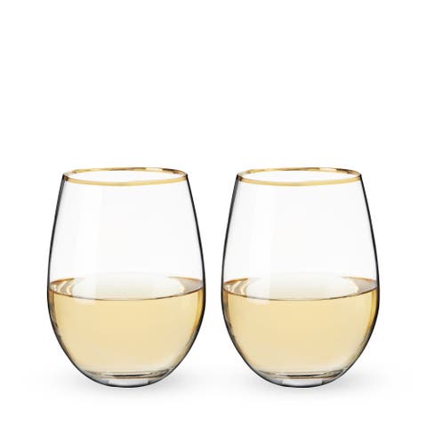 Gilded Stemless Wine Glasses Set of 2