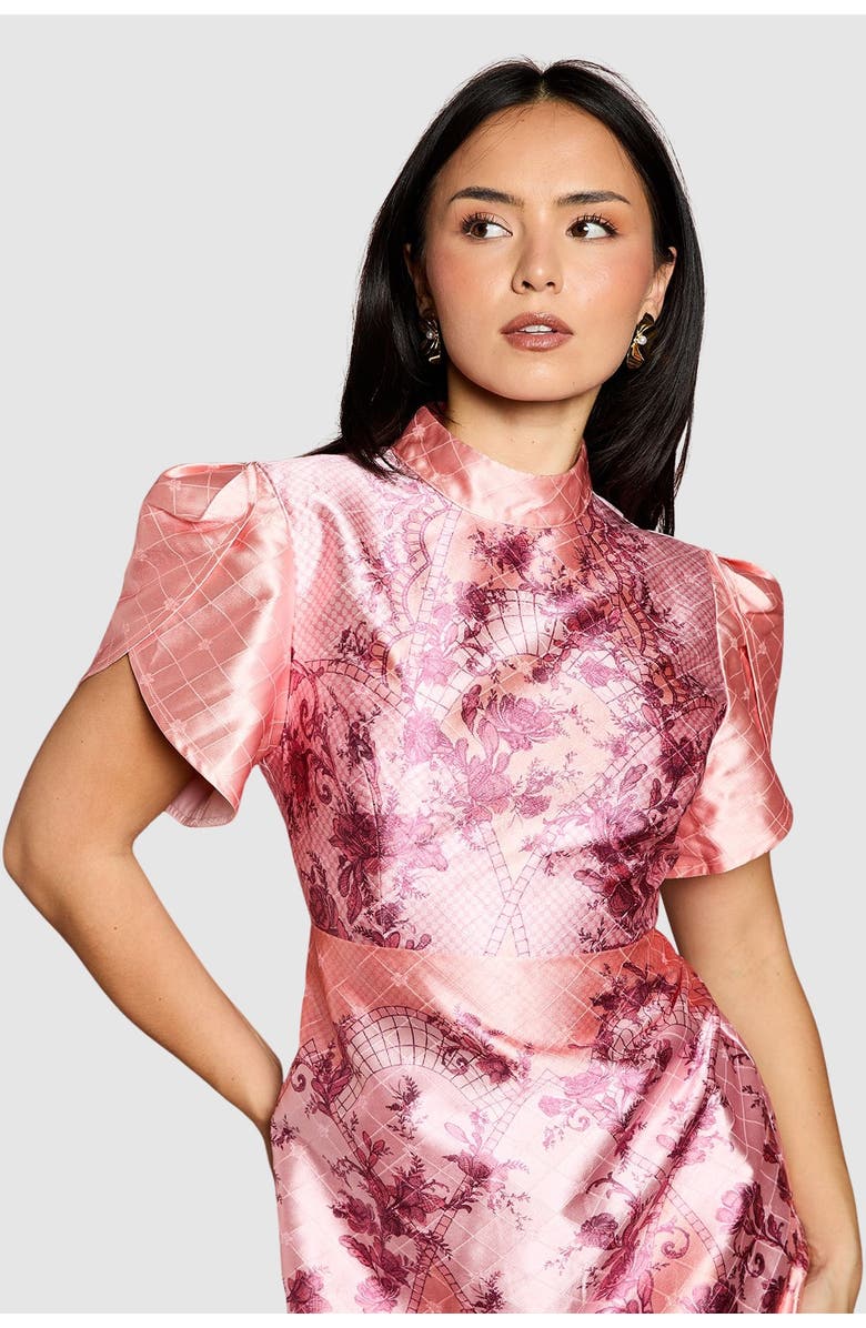 Coast Petite Floral Tulip Sleeve Mini Dress, Alternate, color, Pink