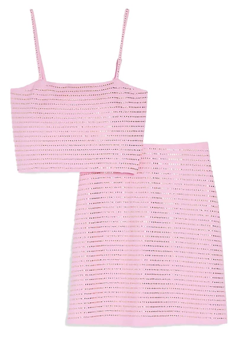 Theme Franki White Studded Top and Skirt Set, Main, color, Pink