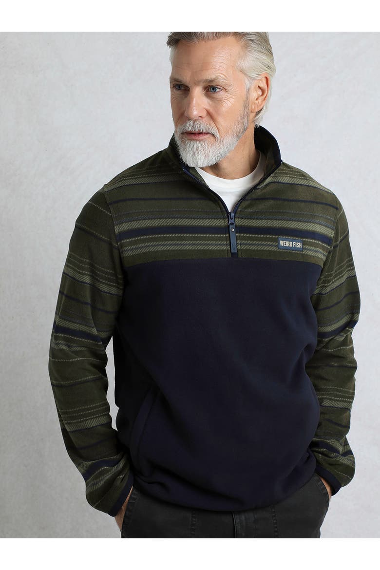 Gilbert 1/4 Zip Striped Microfleece, Main, color, Fir Green
