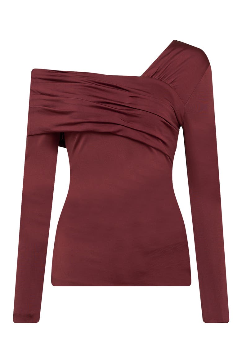 Dolores Ruched One-Shoulder Top, Alternate, color, CHESTNUT