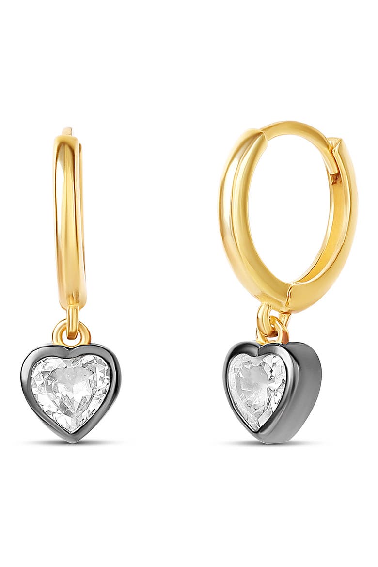 Bezel Heart Drop Earrings, Main, color, GOLD