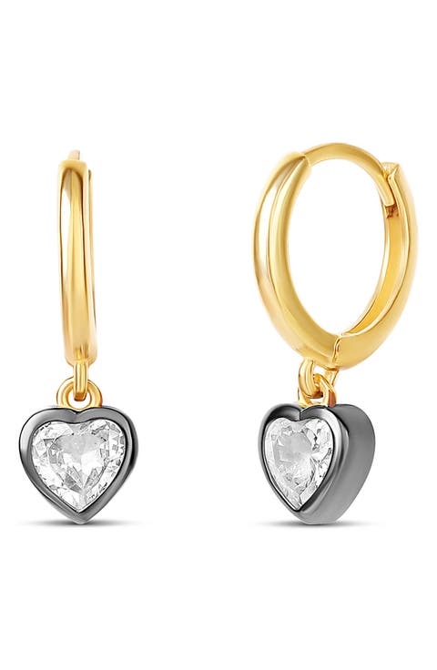 Bezel Heart Drop Earrings