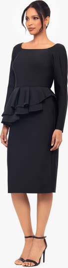 Long Sleeve Peplum Cocktail Dress