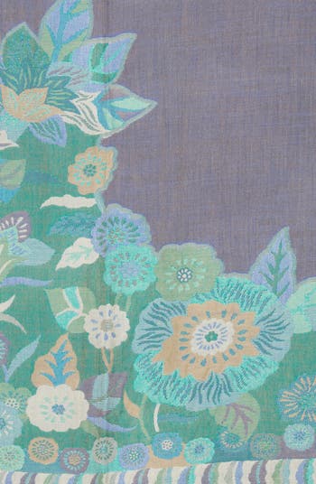 Floral Jacquard Fringe Scarf