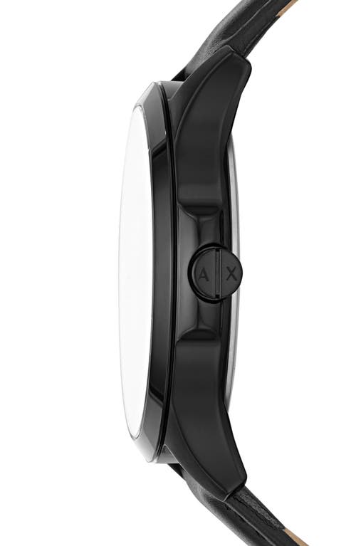 Armani Exchange Ax Quartz Leather Strap Watch, 46mm In Black