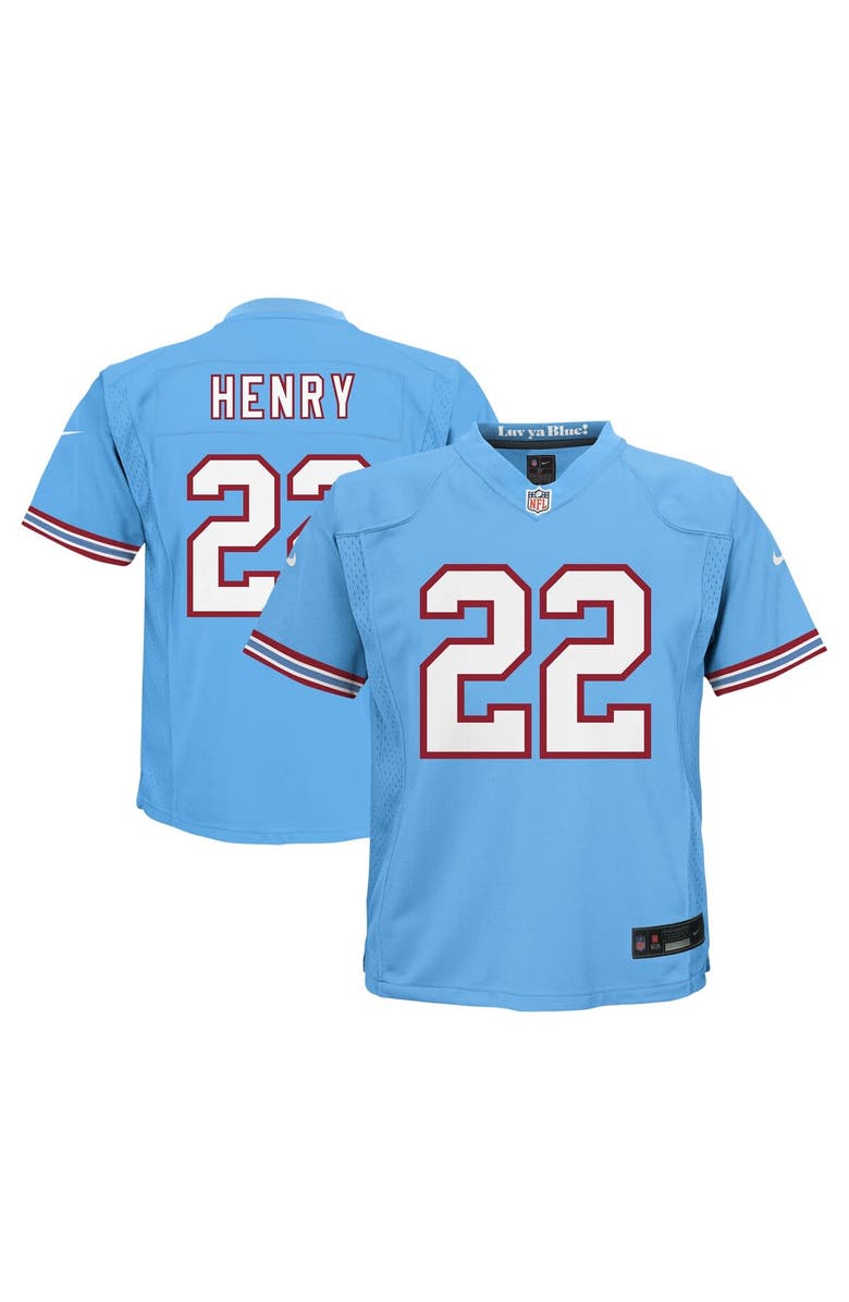 Nike Preschool Nike Derrick Henry Light Blue Tennessee Titans Oilers Throwback Alternate Game Jersey, Alternate, color, 