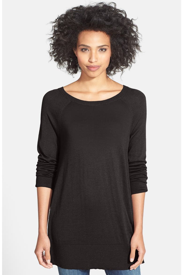 HI LO SWEATER, Main, color, BLACK