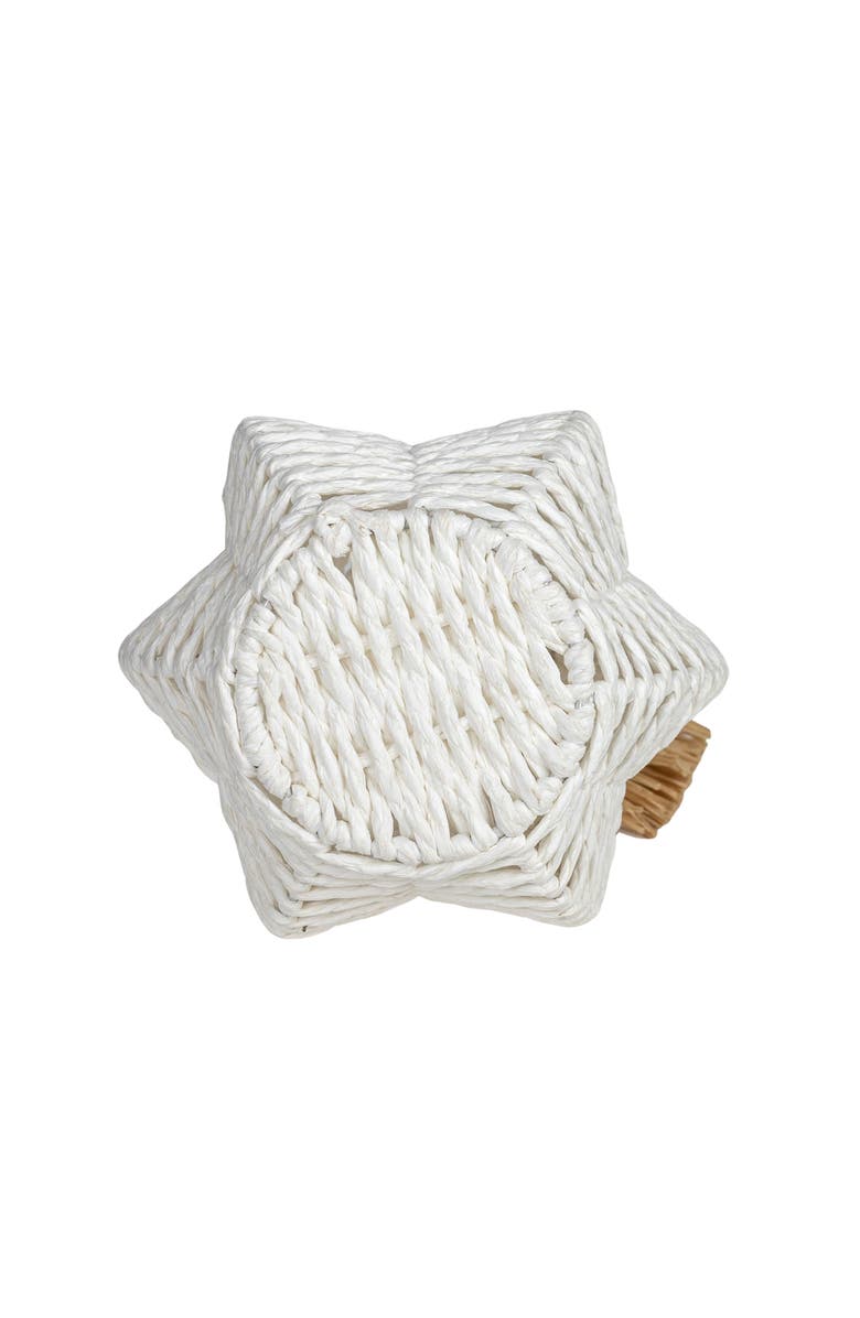 Foreside Home and Garden Decorative White Woven Rope Pumpkin on Metal Frame, Alternate, color, White