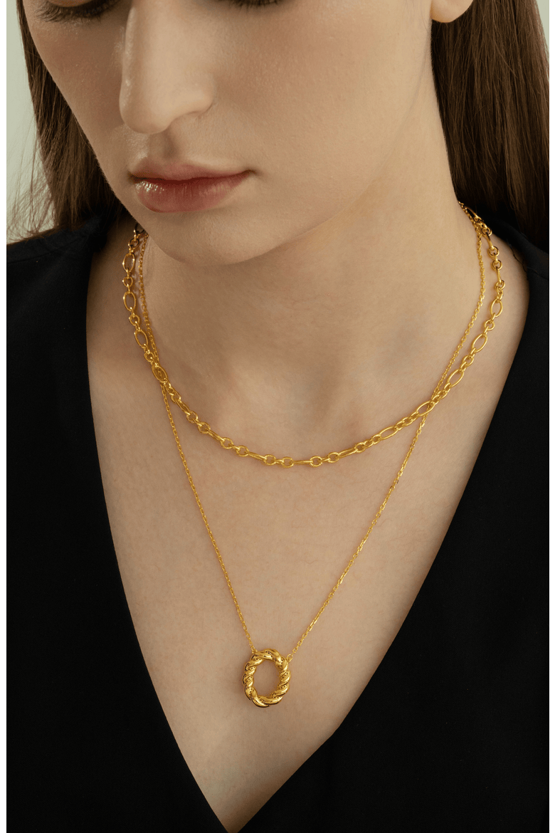 18K Gold Plated Sterling Silver Luxe Necklace Layers Set Gift Idea, Alternate, color, Gold