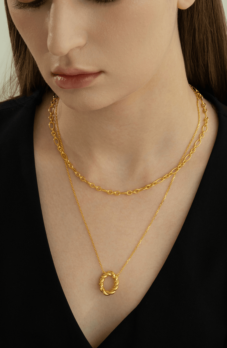 Bearfruit Jewelry 18K Gold Plated Sterling Silver Luxe Necklace Layers Set Holiday Gift Idea, Alternate, color, Gold