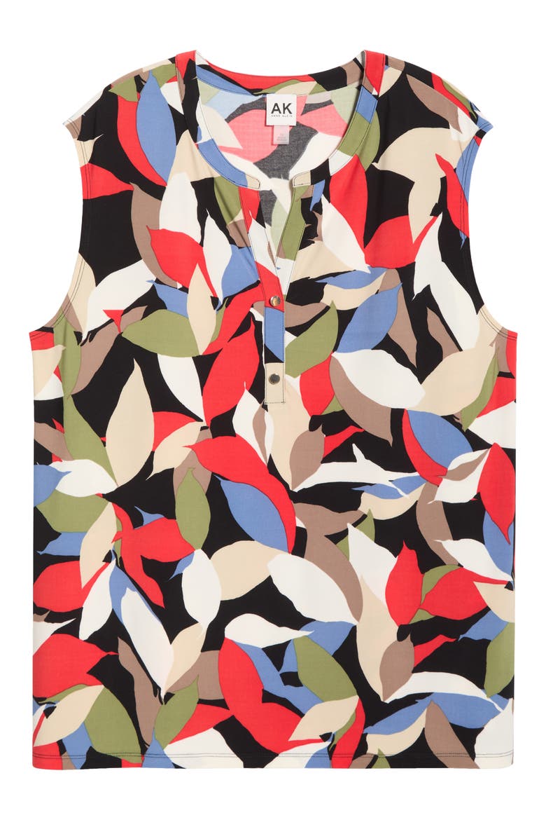 Leaf Print Knit Top, Alternate, color, ANNE BLACK MULTI