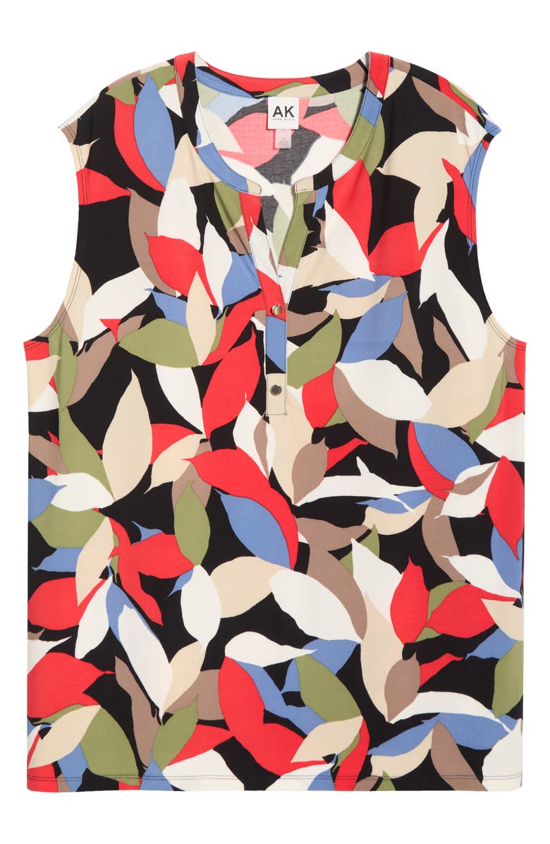 AK ANNE KLEIN Leaf Print Knit Top, Alternate, color, Anne Black Multi