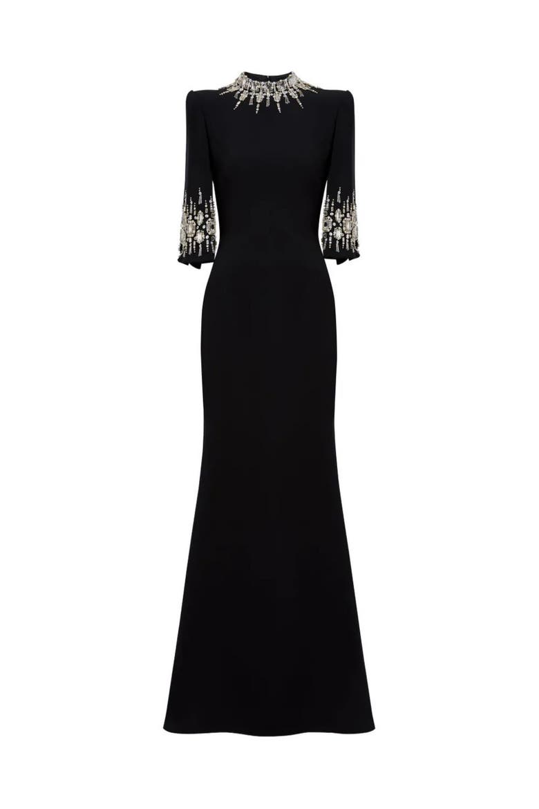 Ilana Embellished Maxi Dress, Alternate, color, Liquorice