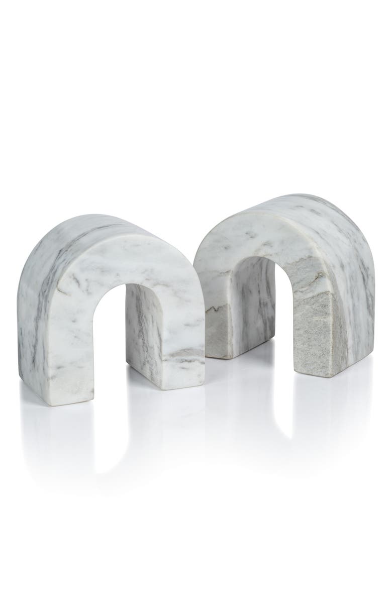 Zodax Martil Set of 2 Marble Bookends, Alternate, color, White
